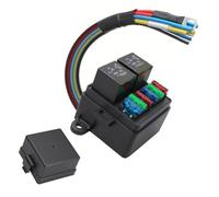 Tidevib 4-fach Sicherungskasten 12V 24V für LKW für Wohnmobil mit 4/5 Pin Relais, IP65 Wasserdicht, 2/3 Relais inklusive, Schwarz ABS