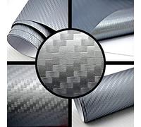 TipTopCarbon 6,58€/m² 3D Carbon Folie Silber-grau BLASENFREI 0,5m x 1,52m mit Luftkanäle Autofolie selbstklebend