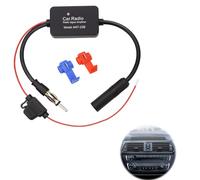 tiyiyok Autoradio Antennenverstärker, 12V FM/AM/DAB+ Autoantenne Verstärker, Auto Antenne Verstärker Splitter Receiver mit DIN-Adapter, 25dB, Signalverstärker, für Autoradio, Auto FM Radio