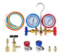 TKSE Kältemittel Manometer, Auto Kältemittel Verteiler Manometer Armatur, Klimaanlagen Kälteset mit Schlauch für Autoklimaanlagen R404A, R12, R22, R134A