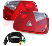 TLGREEN Anhänger Rückleuchten Set Rücklicht Anhänger Beleuchtung 13 polig 12V Anhängerbeleuchtung Rücklichter mit 7 Funktionen 2 * 5.5m Kabelsatz E-Geprüfte für PKW LKW Boot Wohnwagen Transporter