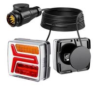 TLGREEN Magnet LED Anhänger Rückleuchten Set E9 13-Pol 10m Kabel 12V | Anhänger Beleuchtung mit Brems-, Blinker-, Schluss- & Kennzeichenlicht, IP67 wasserdicht für PKW, LKW, Caravan, Boot & Vans