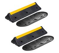 TMS PRO SHOP 2 x LKW-Radstopp-Komplettset, Anfahrstopp mit Bodenschwellen, schwarz aus Kautschuk, Art.-Nr. 609738 | Parkstopper | Parkplatzbegrenzer | Radstopper