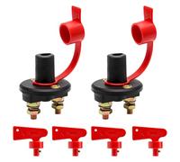 TNSLAND 2 Stück Batterie Trennschalter 12V - 24V, Batterietrennschalter 12V mit 4 Schlüssel, Hauptschalter 12V mit Wasserdichtem Deckel, Batterieschalter 12V Trennschalter für Fahrzeug Boot Auto KFZ
