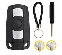 TNSLAND Autoschlüssel Gehäuse, 3 Tasten Schlüssel Batterie BMW- Auto Schlüssel Gehäuse mit LIR2025 90 Grad Lötfuß Batteriehalter, Schraubendreher und Schlüsselring Komplett Set für E88 E89 E90 E91