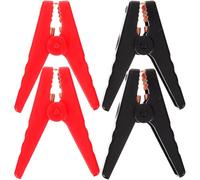 TOGEVAL 4 Stück Teiliges Kfz Starthilfekabel Klemmen Kupferbeschichtete Alligator Clips Robuste Batterie ladeklemmen für Notfall und DIY Zündung Rot Schwarz für Autozubehör