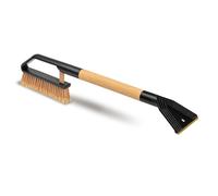 ToM PaR Bürste und Schaber | 2-in-1 Schneebürste und Eiskratzer | 50% Naturborsten | Holz Griff | Klinge aus Messing | Kratzer für dünnes | Kältebeständiger Kunststoff | Länge: 70 cm