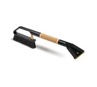 ToM PaR Bürste und Schaber | 2-in-1 Schneebürste und Eiskratzer | 50% Naturborsten | Holz Griff | Klinge aus Messing | Kratzer für dünnes | Kältebeständiger Kunststoff | Länge: 55 cm