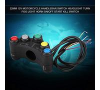 Tomantery Motorrad-Lenkerschalter, Kompakt, 7-in-1-Scheinwerfer, Nebelscheinwerfer, Hupe, EIN/AUS, Start-Kill-Schalter für 22-mm-Lenker, Motorrad, ATV, Schwarz