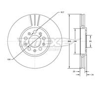 TOMEX Brakes 2x Bremsscheibe vorne belüftet für VW Polo Golf IV Variant Skoda