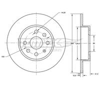 TOMEX Brakes 2x Bremsscheibe vorne voll für Opel Corsa C F08 F68 X01