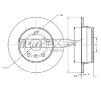 TOMEX Brakes 2x Bremsscheiben hinten Voll lackiert für Mercedes A-Klasse W168