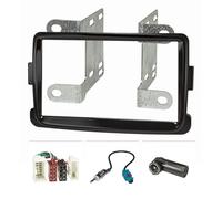 tomzz Audio 2409-013 Doppel DIN Radioblende Set kompatibel mit Dacia Lodgy Dokker Duster Sandero Renault Captur Piano Lack schwarz mit Radioadapter ISO Fakra Antennenadapter DIN