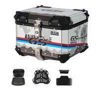 Topcase Motorradkoffer Wasserdicht Top Case 36L 45L 55L 65L Universal Roller Koffer Aluminium Motorrad Heckbox Helmkoffer Aufbewahrungsbox Rollerkoffer Mit Sicherheitsschloss(Silver flower,55L)