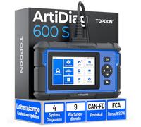 TOPDON ArtiDiag600S OBD2 Diagnosegerät, Diagnosegerät für 4 Systeme Motor/ABS/Airbag/AT, 9 Reset Funktionen auf Öl/Bremse/SAS/BMS/ABS/DPF/TPMS/Drosselklappe volle OBD2 Funktionen, lebenslanges Update