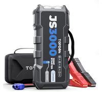 TOPDON JS3000 Starthilfe Powerbank für PKW, 3000A 24000mAh Batterie Booster Auto Starthilfe kfz für bis zu 9,0L Benzin 7,0L Diesel, 12V Car Jump Starter Power Pack mit Kabel, Eva Tasche, LED, PD 45W