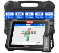 TOPDON ONE 10,1" OBD2 Diagnosegerät Auto mit ECU-Codierung,J2534 Pass-Thru | TopFix KI, OE-Topologie-Mapping,50+ Servicefunktionen, bidirektionaler, CAN-FD & DoIP, FCA/Renault/VAG SFD SGW Zugriff
