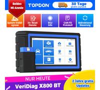 TOPDON VeriDiag X800 BT OBD2 Diagnosegerät Auto für alle Fahrzeuge, Auslesegerät Kfz-Codeleser mit 34 Servicefunktionen, Active-Test, FCA/SFD/CAN-FD-Unterstützung, 2 Jahre kostenlose Upgrad