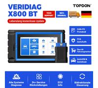 TOPDON VeriDiag X800 BT OBD2 Diagnosegerät Auto für alle Fahrzeuge, Auslesegerät Kfz-Codeleser mit 34 Servicefunktionen, Active-Test, FCA/SFD/CAN-FD-Unterstützung, 2 Jahre kostenlose Upgrad