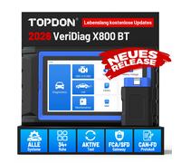 TOPDON VeriDiag X800 BT OBD2 Diagnosegerät Auto für alle Fahrzeuge, Auslesegerät Kfz-Codeleser mit 34 Servicefunktionen, Active-Test, FCA/SFD/CAN-FD-Unterstützung, 2 Jahre kostenlose Upgrad