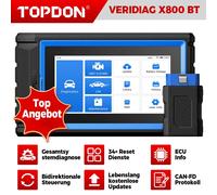 TOPDON VeriDiag X800 BT OBD2 Diagnosegerät Auto für alle Fahrzeuge, Auslesegerät Kfz-Codeleser mit 34 Servicefunktionen, Active-Test, FCA/SFD/CAN-FD-Unterstützung, 2 Jahre kostenlose Upgrad