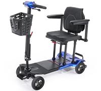 TopMate ES41 Mobilitätsscooter für Senioren & Erwachsene, Leichtgewicht | Faltbar, Flugzeugtauglich, Elektrischer Reisescooter mit Extrabreitem Sitz, Verstellbarem Lenker und Korb - Blau
