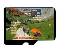 Topografische Karte mit HÖHENLINIEN - D A CH Italien BeNeLux f GARMIN Navigation