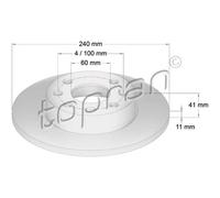 TOPRAN 2x Bremsscheibe Ø240mm vorne Voll für Opel Corsa C 1.2 1.0 Vauxhall