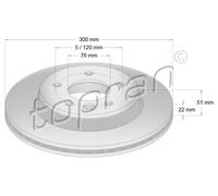 TOPRAN 2x Bremsscheibe Ø300mm hinten belüftet für VW Crafter Kasten 2.0 TDI