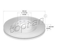 TOPRAN 2x Bremsscheibe Ø340mm vorne belüftet für VW Passat Variant 2.0 TDI 1.4