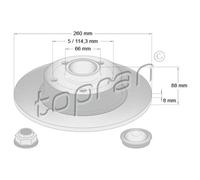 TOPRAN 2x Bremsscheibe hinten Ø260 Voll für Renault Scénic III JZ0/1_ 1.5 dCi