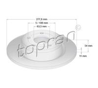 TOPRAN 2x Bremsscheibe hinten Ø277.6 mm für Ford Transit Connect P65_ P70_