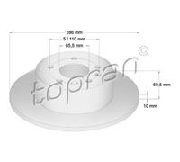 TOPRAN 2x Bremsscheibe hinten Ø286 mm Voll für Opel Vectra B J96 1.6i 16V 1.8i