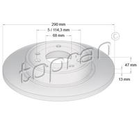 TOPRAN 2x Bremsscheibe hinten Ø290 mm Voll für Nissan Qashqai II J11 J11_ 1.2