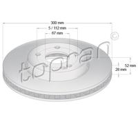 TOPRAN 2x Bremsscheibe Vorlaufachse belüftet Ø300 mm für Mercedes-Benz Vito