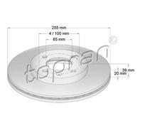 TOPRAN 2x Bremsscheibe vorne Ø256 mm belüftet für VW Lupo 6X1 6E1 1.0 1.4 Polo