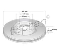 TOPRAN 2x Bremsscheibe vorne Ø260 mm für Opel Meriva Tigra Twintop F08 F68 1.4