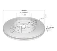 TOPRAN 2x Bremsscheibe vorne Ø280 mm für Opel Meriva Combo Tour Vauxhall A 1.8i
