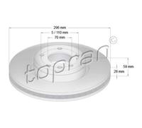 TOPRAN 2x Bremsscheibe vorne Ø296 mm belüftet für Opel Omega B V94 2.2 16V 2.0