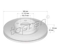 TOPRAN 2x Bremsscheibe vorne Ø300 mm belüftet für VW Sharan 7M8 7M9 7M6 1.9