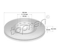 TOPRAN 2x Bremsscheibe vorne Ø320 mm belüftet für Audi A4 8EC B7 2.0 1.6 8ED
