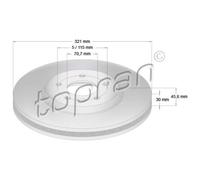 TOPRAN 2x Bremsscheibe vorne Ø321 mm für Opel Astra J P10 2.0 CDTi 1.7 Zafira
