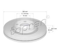 TOPRAN Bremsscheiben vorne Ø305 mm belüftet für Nissan Primastar Kasten X83