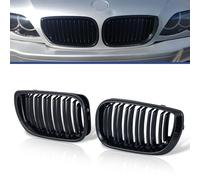 TOPTHAN Passend für BMW 3er E46 4 Door 4D 2002-2005 LCI Facelift Grill Doppelsteg Front Nieren Kühlergrill Gitter Schwarz Glanz Kühler Front Doppel Rippen Grill Links Rechts
