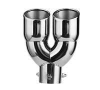 TOWEBOORY Endrohr Auspuffblende, Auspuffblende Doppelrohr Auspuff Y Auto Endrohr Exhaust Pipe Splitter Exhaust Pipe Doppelspitzen Schalldämpfer Auspuff Sound Booster Auslass Edelstahl