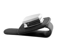 TOYANDONA Sonnenbrillenhalter mit Fester Fixierung für Sonnenblende im Auto aus Leder und Metall Multifunktionaler Auto Brillenhalter für Sommerferien und Fahrkarten