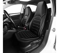 TOYOUN Klassisch Autositzbezüge Vordersitze Highback Sitzbezüge Auto Vordersitze 2er Universal Schonbezüge PU Leder Sitzschoner für Autositz Vorne Schwarz Blau Auto-Zubehör Innenraum