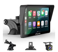 Tragbarer Carplay Bildschirm, Carpuride V3R Kabelloses Airplay&Android Auto, 7 Zoll 1080P HD-Touchscreen mit echter 720P-Rückfahrkamera/BT 5.0/Mirror Link/USB-Wiedergabe/Rauschunterdrückungs-Chip AUX