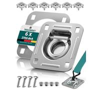 TRAILERKRAFT® Anhänger Zurrösen mit Gegenplatten inkl. Schrauben [6er Set] Robuste Zurrmulden | Zugkraft von 2700daN pro Zurrhaken | Langlebige Verzurrösen aus verzinktem Stahl
