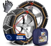TRESKO® 2x Schneeketten Auto inkl. Handschuhe und Aufbewahrungsbox | PKW Metall Reifenketten | Schneekette EN 16662-1 & ÖNORM V5117 | Schnelle Montage | Für Front-, Heck-, Allrad (TK 80)